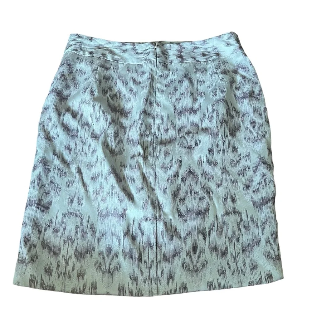 Ann‎ Taylor Womens 6P Petite Beige Purple Print Lined Dressy Mini Skirt Back Zip